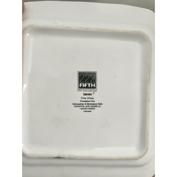 222 Fifth Gabrielle Scalloped Square Dinner Plate 11" - (6 SET) - Picture 4 of 4